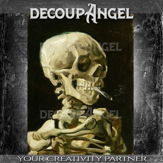 Van Gogh schedel met een brandende sigarettenontko Tissuepapier