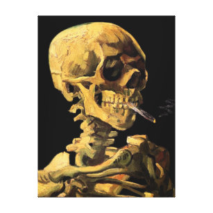 Van Gogh schedel met verbrande sigarettenschotel o Canvas Afdruk