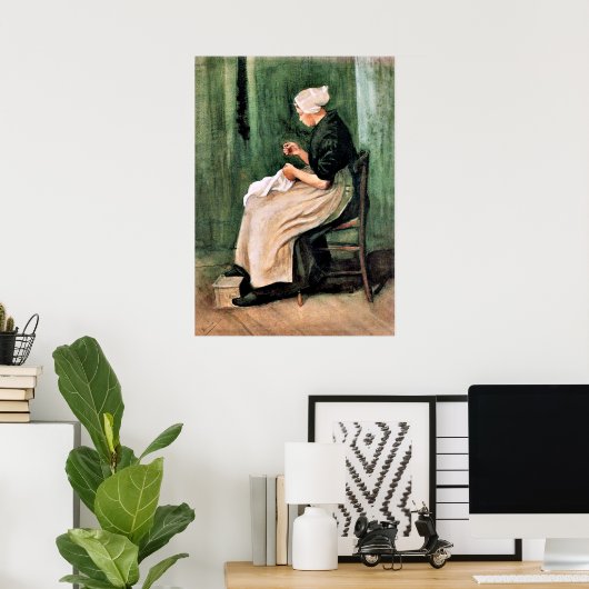 Van Gogh. Scheveningse Vrouw Naait, Poster (Thuiskantoor)