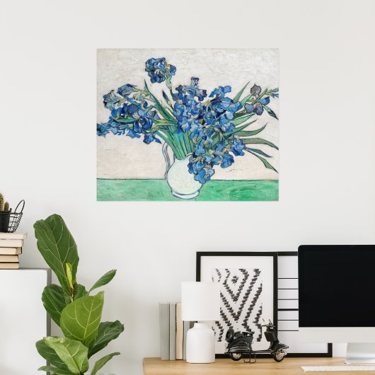 Van Gogh Schilderen van Irises (1890) Poster (Thuiskantoor)
