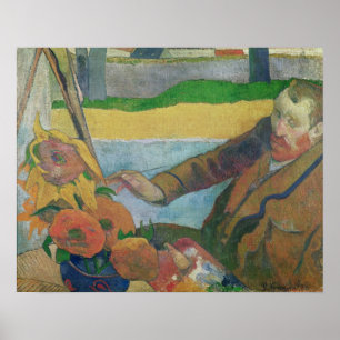 Van Gogh schilderende zonnebloemen, 1888 Poster