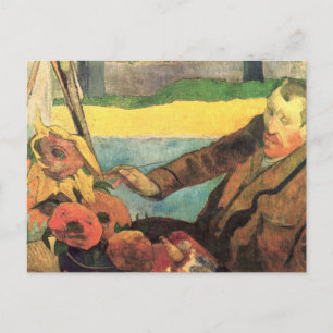 Van Gogh schilderende zonnebloemen - Paul Gauguin Briefkaart