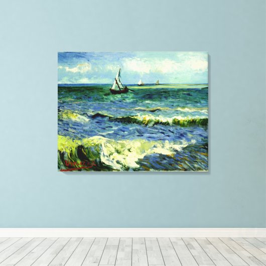 Van Gogh schilderij, Seascape, Canvas Afdruk (Insitu (Houten vloer))