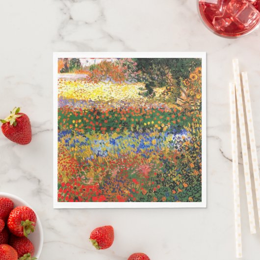Van Gogh - schilderij van bloementuin, Servet (Insitu)