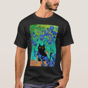 Van Gogh schilderingen op de vloer met katten T-shirt