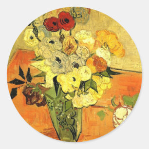 Van Gogh schildert grillige bloesems bloemen wijnr Ronde Sticker