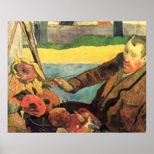 Van Gogh schildert zonnebloemen door Gauguin Poster (Voorkant)