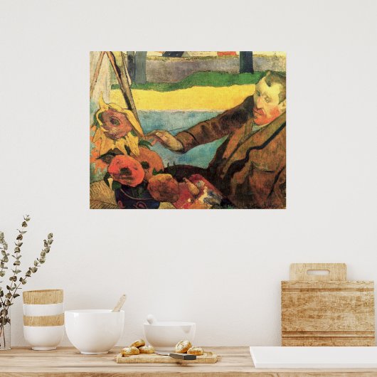 Van Gogh schildert zonnebloemen door Gauguin Poster (Keuken)