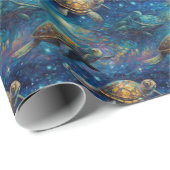 Van Gogh schildpadden in ruimte schilderstijl Cadeaupapier (Rol Hoek)