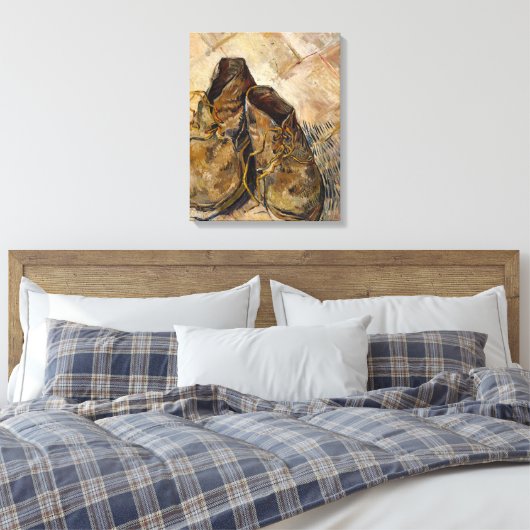 Van Gogh "Schoenen" Canvasprint Canvas Afdruk (Insitu (Slaapkamer))