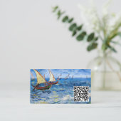 Van Gogh - Seascape bij Saintes-Maries - QR-code Visitekaartje (Staand voorkant)