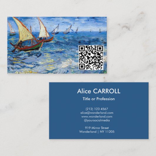 Van Gogh - Seascape bij Saintes-Maries - QR-code Visitekaartje (Voorkant / Achterkant)