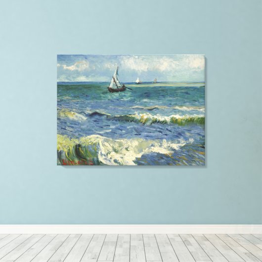 Van Gogh Seascape in Saintes Maries de la Mer Canvas Afdruk (Insitu (Houten vloer))