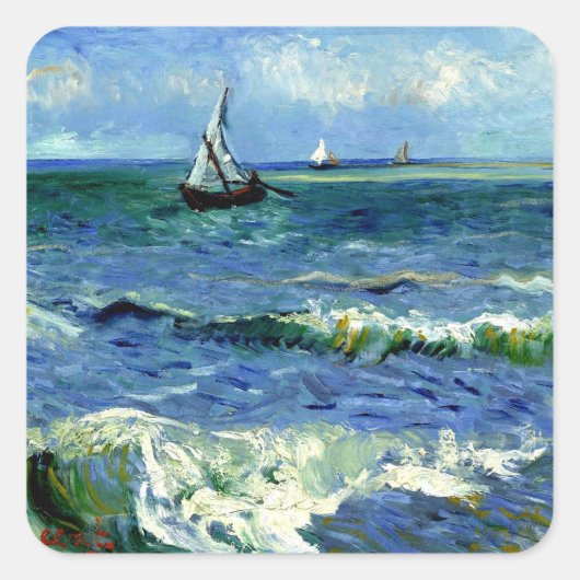 Van Gogh - Seascape Vierkante Sticker (Voorkant)