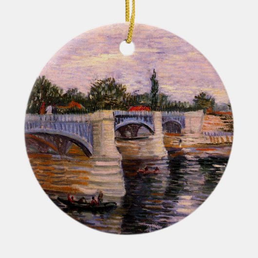 Van Gogh Seine, met Pont del Grande Jette Keramisch Ornament (Voorkant)