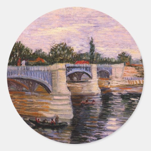 Van Gogh Seine, met Pont del Grande Jette Ronde Sticker (Voorkant)