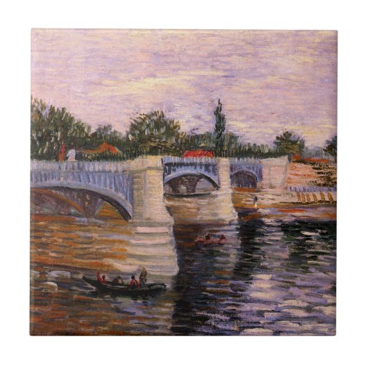 Van Gogh Seine, met Pont del Grande Jette Tegeltje (Voorkant)
