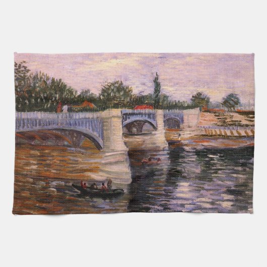 Van Gogh Seine, met Pont del Grande Jette Theedoek (Horizontaal)