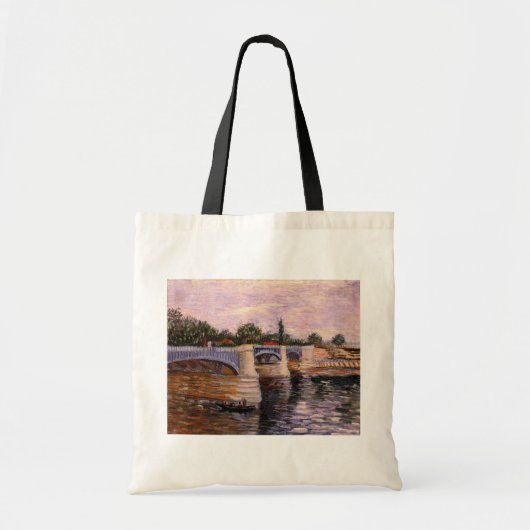 Van Gogh Seine, met Pont del Grande Jette Tote Bag (Voorkant)