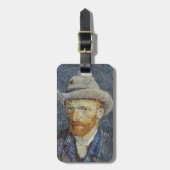 Van Gogh Self Portrait Grey Felt Pet schilderkunst Bagagelabel (Voorkant verticaal)