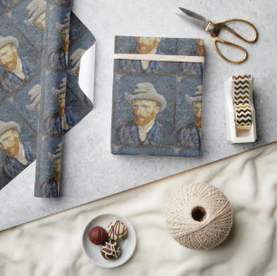 Van Gogh Self Portrait Grey Felt Pet schilderkunst Cadeaupapier