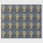 Van Gogh Self Portrait Grey Felt Pet schilderkunst Cadeaupapier (Vlak)