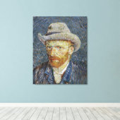 Van Gogh Self Portrait Grey Felt Pet schilderkunst Canvas Afdruk (Insitu (Houten vloer))