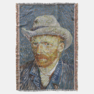 Van Gogh Self Portrait Grey Felt Pet schilderkunst Deken