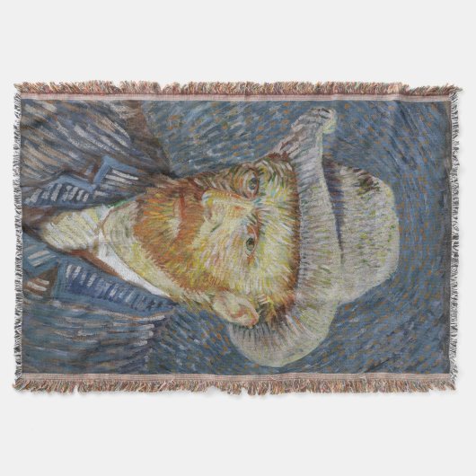 Van Gogh Self Portrait Grey Felt Pet schilderkunst Deken (Voorkant)