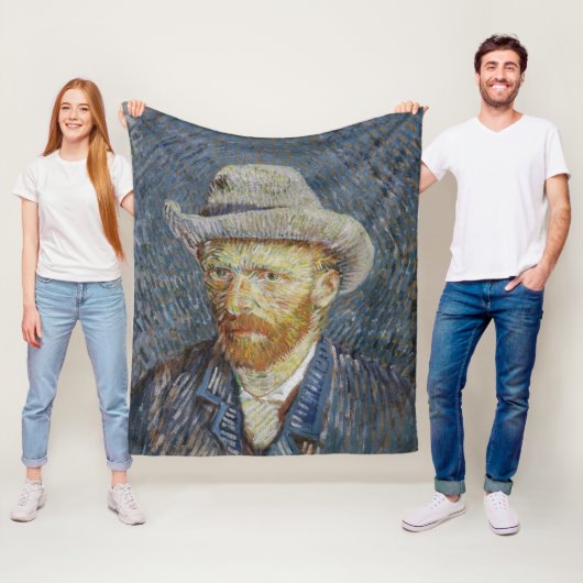 Van Gogh Self Portrait Grey Felt Pet schilderkunst Fleece Deken (In situ)
