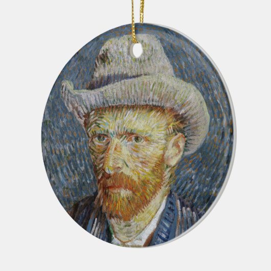 Van Gogh Self Portrait Grey Felt Pet schilderkunst Keramisch Ornament (Links)