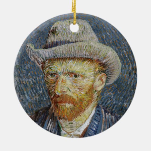 Van Gogh Self Portrait Grey Felt Pet schilderkunst Keramisch Ornament (Achterkant)