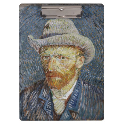 Van Gogh Self Portrait Grey Felt Pet schilderkunst Klembord (Voorkant)