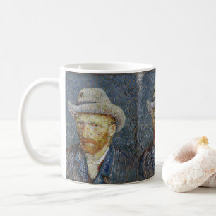 Van Gogh Self Portrait Grey Felt Pet schilderkunst Koffiemok