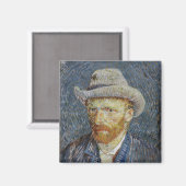 Van Gogh Self Portrait Grey Felt Pet schilderkunst Magneet (Voorkant / Achterkant)