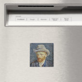 Van Gogh Self Portrait Grey Felt Pet schilderkunst Magneet (Insitu (Vaatwasser))