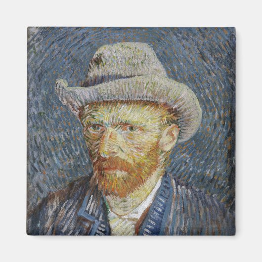 Van Gogh Self Portrait Grey Felt Pet schilderkunst Magneet (Voorkant)