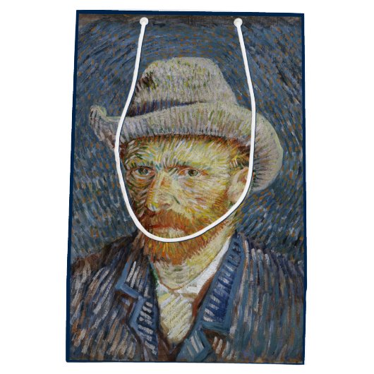 Van Gogh Self Portrait Grey Felt Pet schilderkunst Medium Cadeauzakje (Achterkant)