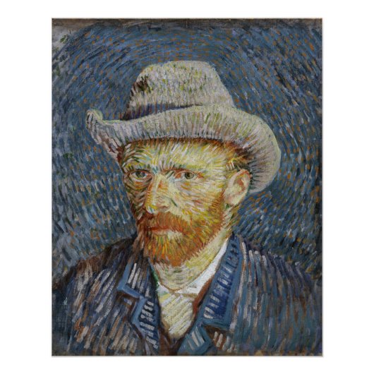 Van Gogh Self Portrait Grey Felt Pet schilderkunst Poster (Voorkant)