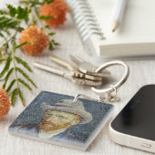 Van Gogh Self Portrait Grey Felt Pet schilderkunst Sleutelhanger (Voorkant Rechts)
