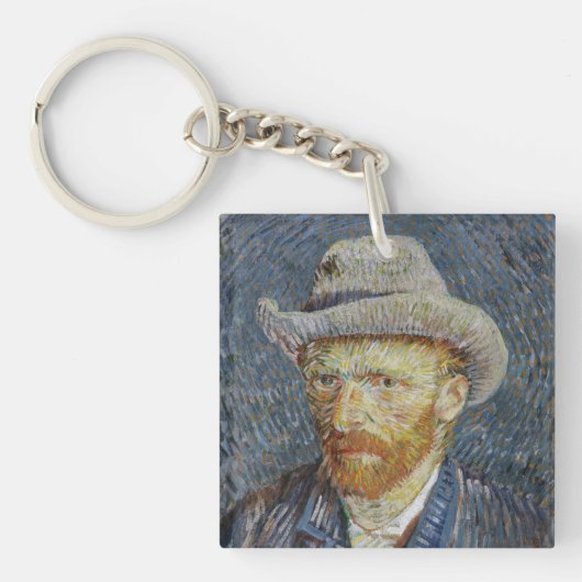 Van Gogh Self Portrait Grey Felt Pet schilderkunst Sleutelhanger (Voorkant)