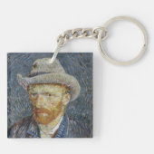 Van Gogh Self Portrait Grey Felt Pet schilderkunst Sleutelhanger (Achterkant)