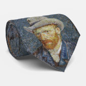 Van Gogh Self Portrait Grey Felt Pet schilderkunst Stropdas (Opgerold)