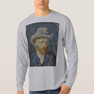 Van Gogh Self Portrait Grey Felt Pet schilderkunst T-shirt