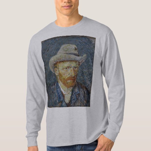 Van Gogh Self Portrait Grey Felt Pet schilderkunst T-shirt (Voorkant)