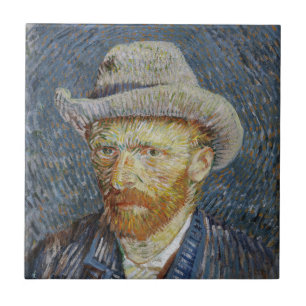 Van Gogh Self Portrait Grey Felt Pet schilderkunst Tegeltje