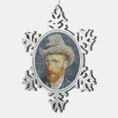 Van Gogh Self Portrait Grey Felt Pet schilderkunst Tin Sneeuwvlok Ornament (Rechts)