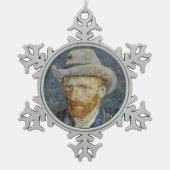Van Gogh Self Portrait Grey Felt Pet schilderkunst Tin Sneeuwvlok Ornament (Voorkant)