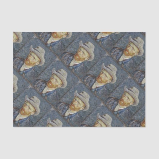 Van Gogh Self Portrait Grey Felt Pet schilderkunst Tissuepapier (Voorkant)