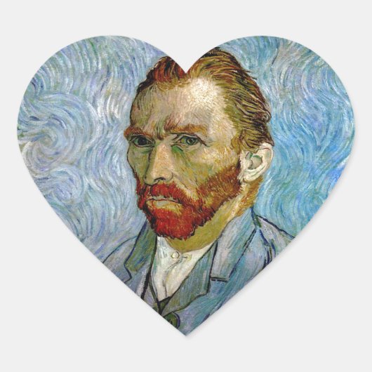 Van Gogh Self Portrait Hart Sticker (Voorkant)
